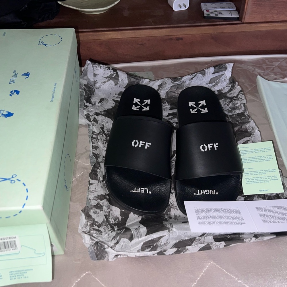 Off-White Black Slide Sandals